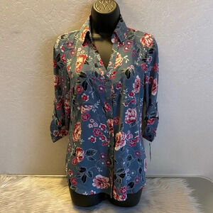 🆕 iZByer Blue Floral Blouse